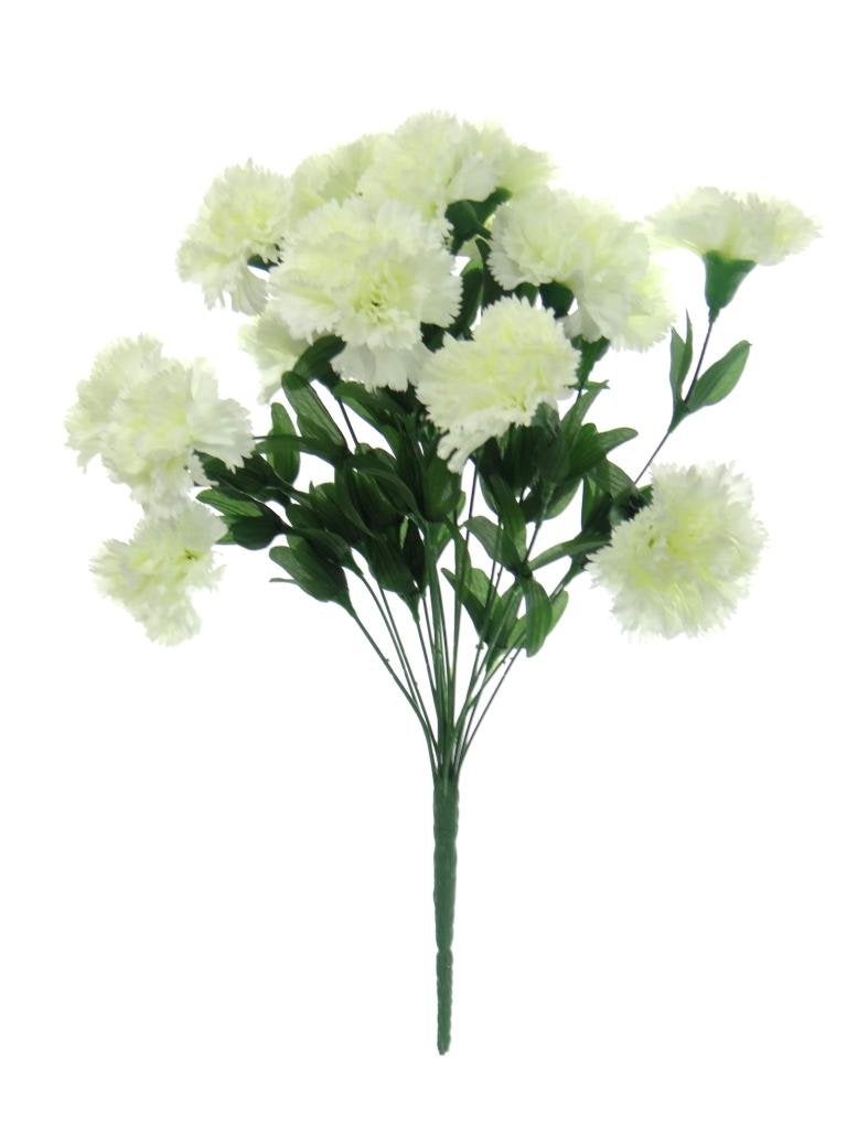 Fourwalls Artificial Decorative Carnation Flower Bunches (18 Flower Heads, 50 cm Tall, White) - Image 4