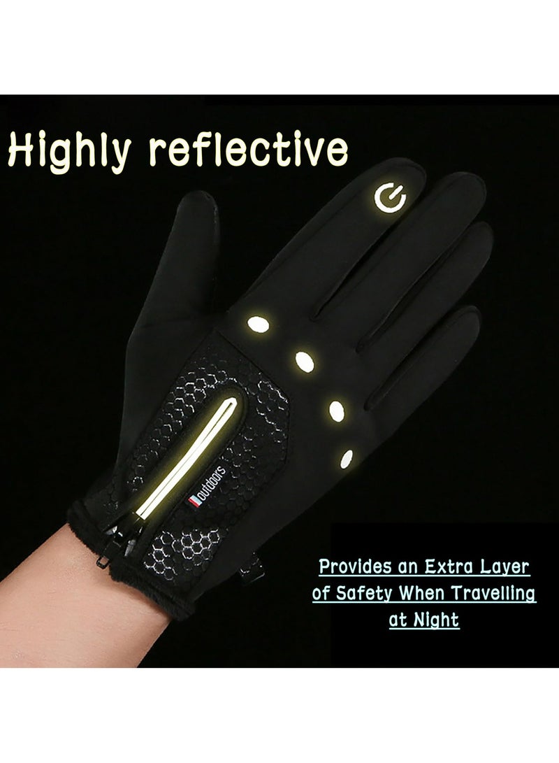 Zikra Touchscreen Cycling Gloves, Waterproof, Windproof, and Warm with Plush Fleece Lining for Outdoor Riding, Running, and Hiking - Features Reflective Strips, Adjustable Zip Design for Men and Women - Image 2