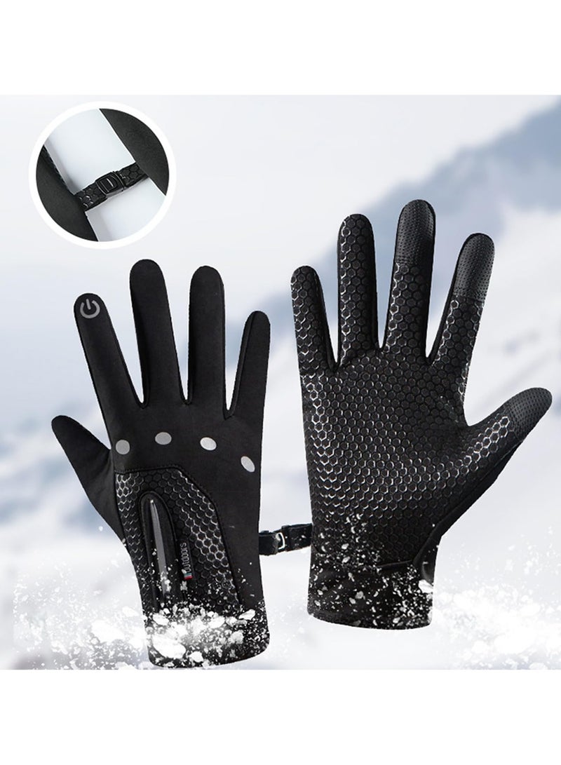 Zikra Touchscreen Cycling Gloves, Waterproof, Windproof, and Warm with Plush Fleece Lining for Outdoor Riding, Running, and Hiking - Features Reflective Strips, Adjustable Zip Design for Men and Women - Image 5