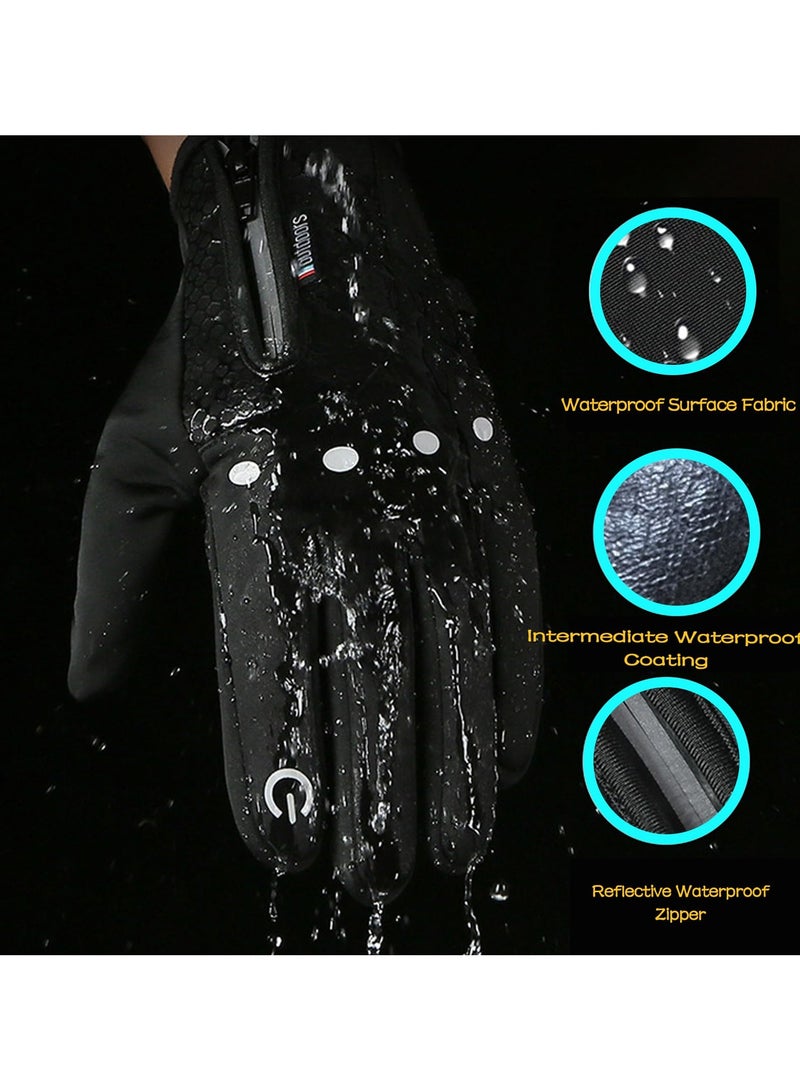 Zikra Touchscreen Cycling Gloves, Waterproof, Windproof, and Warm with Plush Fleece Lining for Outdoor Riding, Running, and Hiking - Features Reflective Strips, Adjustable Zip Design for Men and Women - Image 4