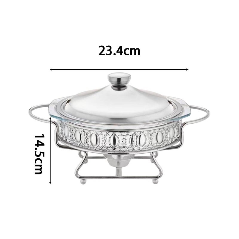 Silver Round Chafing Dish 2L Portable Buffet Food Warmer Tray - Image 5