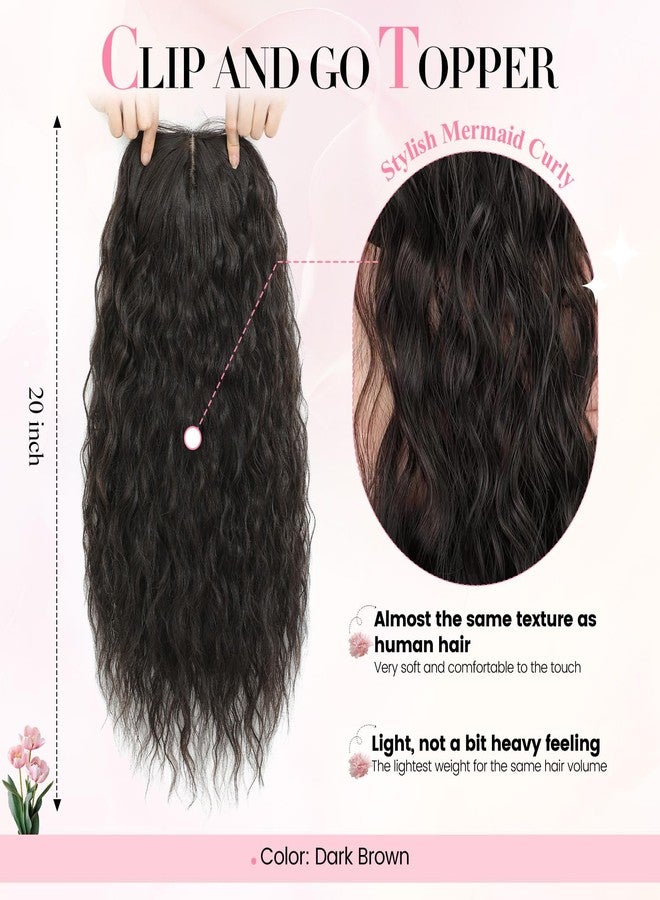 PANEWAY Curly Hair Toppers For Women with Thinning Hair Synthetic 6.5’’x6.5’’ Ladies Wiglets Full Coverage Topper Perfect for Daily, Holiday, Style (20",Dark Brown) - Image 3