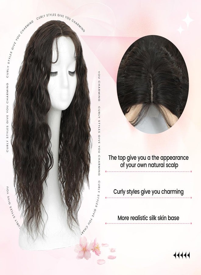 PANEWAY Curly Hair Toppers For Women with Thinning Hair Synthetic 6.5’’x6.5’’ Ladies Wiglets Full Coverage Topper Perfect for Daily, Holiday, Style (20",Dark Brown) - Image 2