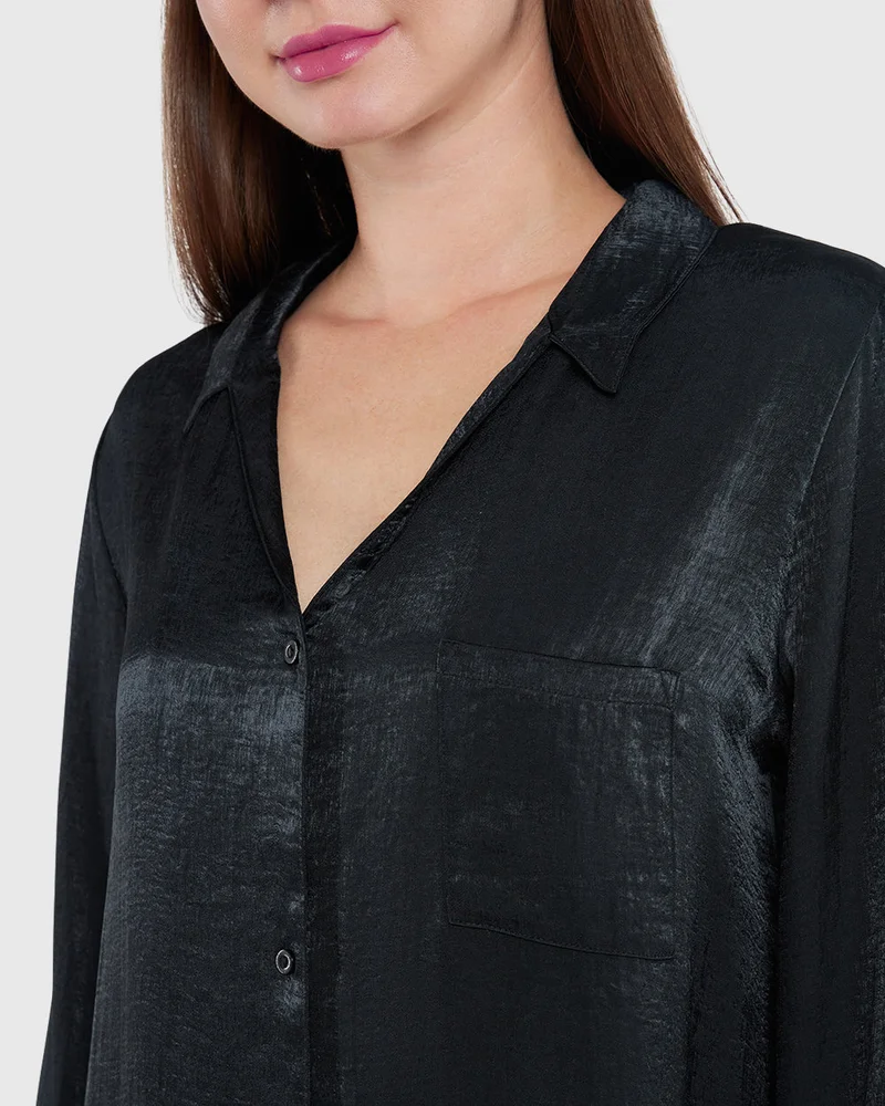 La Senza La Senza Satin Sexy Sleep Long Sleeve Top – Satin Long Sleeve Sleep Top For Women