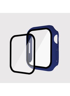 Suitable For Iwatch9 Watch Protective Shell PC Hard Shell Tempered Film Integrated Protective Cover 8/7/6 For Apple Watch Case-Color:Midnight Blue-Exterior Dimension:45mm(7 Generations With Keys)