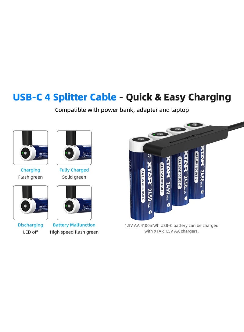 اكستار بطارية XTAR AA ليثيوم قابلة للشحن 1.5V 4100mWh USB-C | 1200 دورة شحن - Image 2
