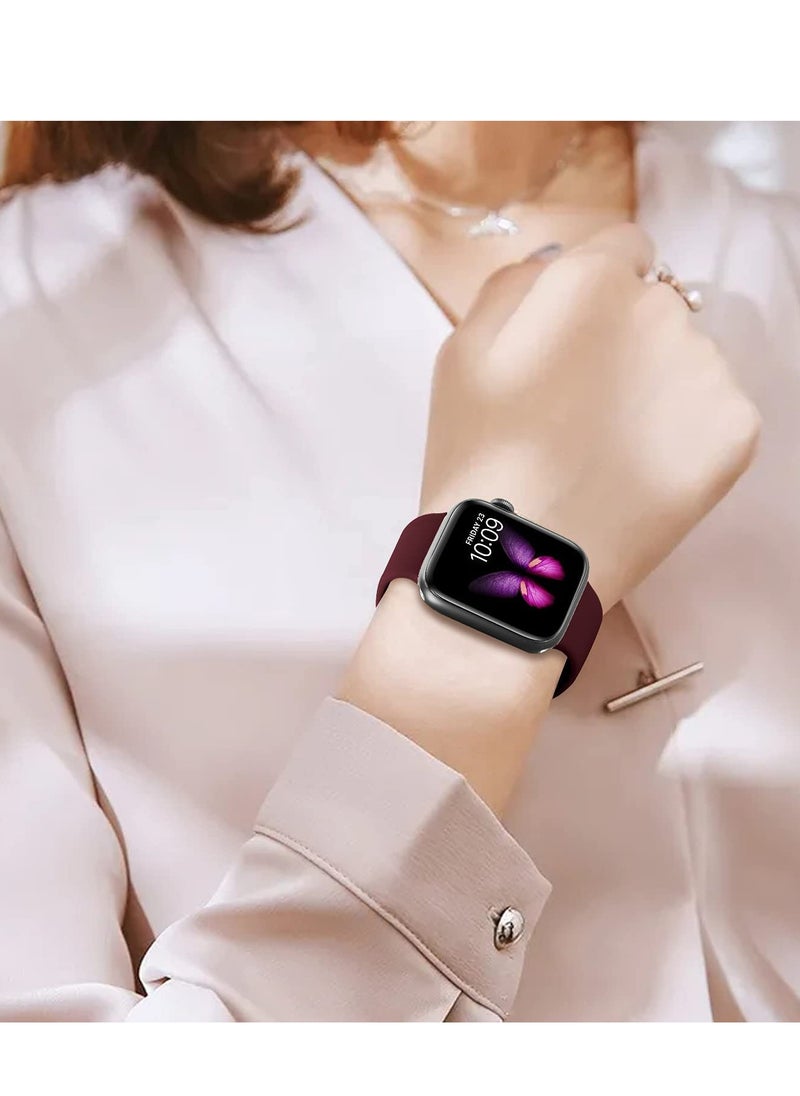 Generic - Compatible with Apple watch Band 42mm 44mm 45mm 46mm 49mm for Women Men, Soft Silicone Wristband Strap Bands for iWatch Ultra 2/1 Series 10 9 8 7 6 5 4 3 2 1 SE 2/1 Burgundy Red - Image 1