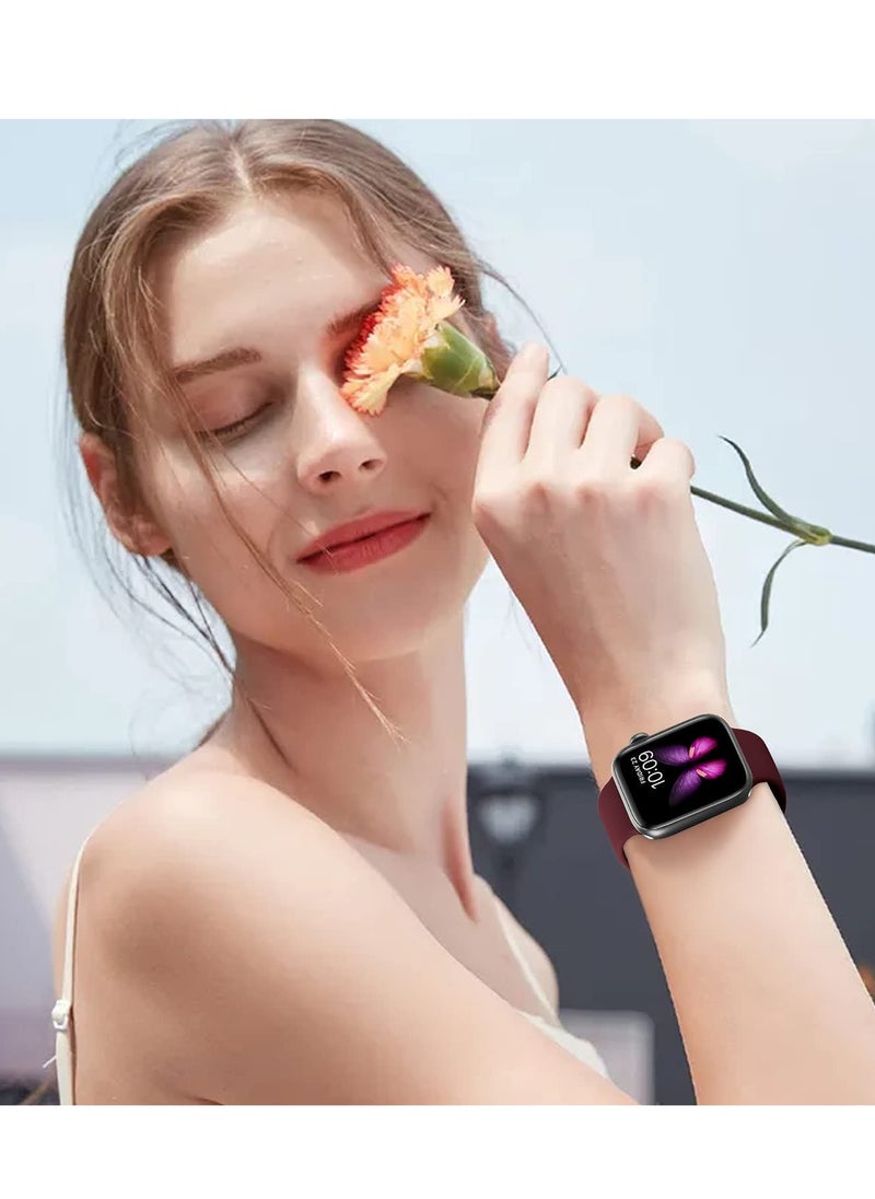 Generic - Compatible with Apple watch Band 42mm 44mm 45mm 46mm 49mm for Women Men, Soft Silicone Wristband Strap Bands for iWatch Ultra 2/1 Series 10 9 8 7 6 5 4 3 2 1 SE 2/1 Burgundy Red - Image 1
