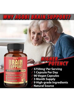 agobi 9in1 Brain Support Supplement - Concentrated Ashwagandha Root, Gotu Kola Powder, Bacopa Monnieri Powder and More - 90 Capsules - 3-Month Supply  - Image 5