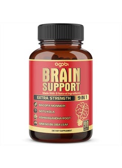 agobi 9in1 Brain Support Supplement - Concentrated Ashwagandha Root, Gotu Kola Powder, Bacopa Monnieri Powder and More - 90 Capsules - 3-Month Supply  - Image 1