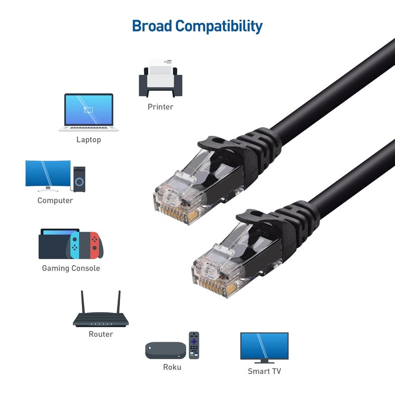 CableMatters 8-Pack Snagless Cat 5e Ethernet Cable - 10ft, Gigabit Cat5e Cable, Cat5e Ethernet Cord, Black - Image 4