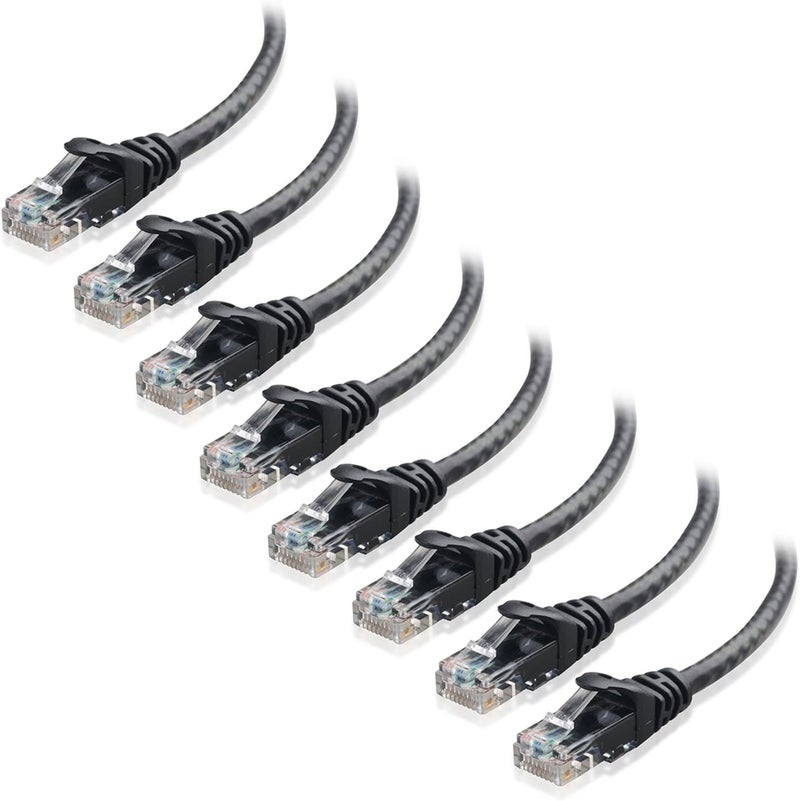 CableMatters 8-Pack Snagless Cat 5e Ethernet Cable - 10ft, Gigabit Cat5e Cable, Cat5e Ethernet Cord, Black - Image 1