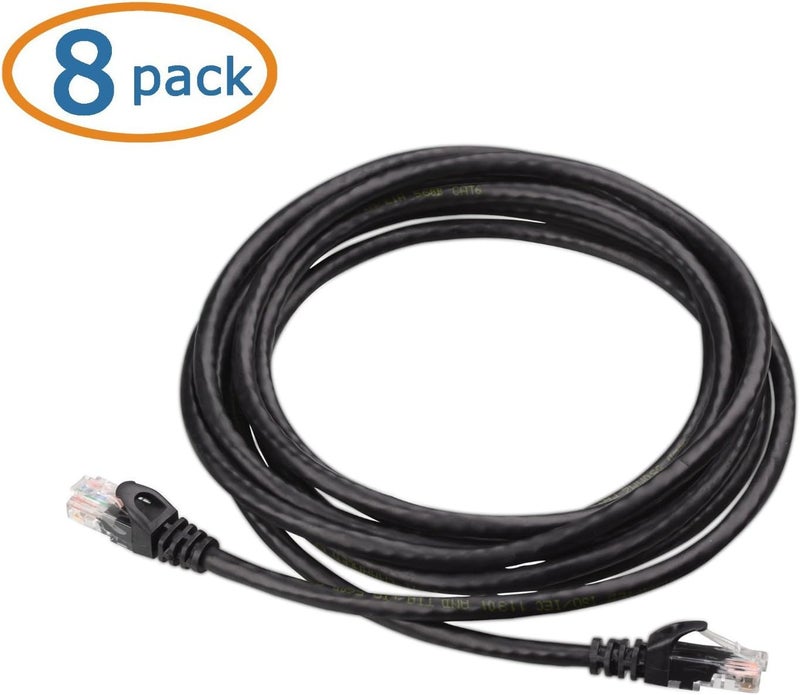 CableMatters 8-Pack Snagless Cat 5e Ethernet Cable - 10ft, Gigabit Cat5e Cable, Cat5e Ethernet Cord, Black - Image 2