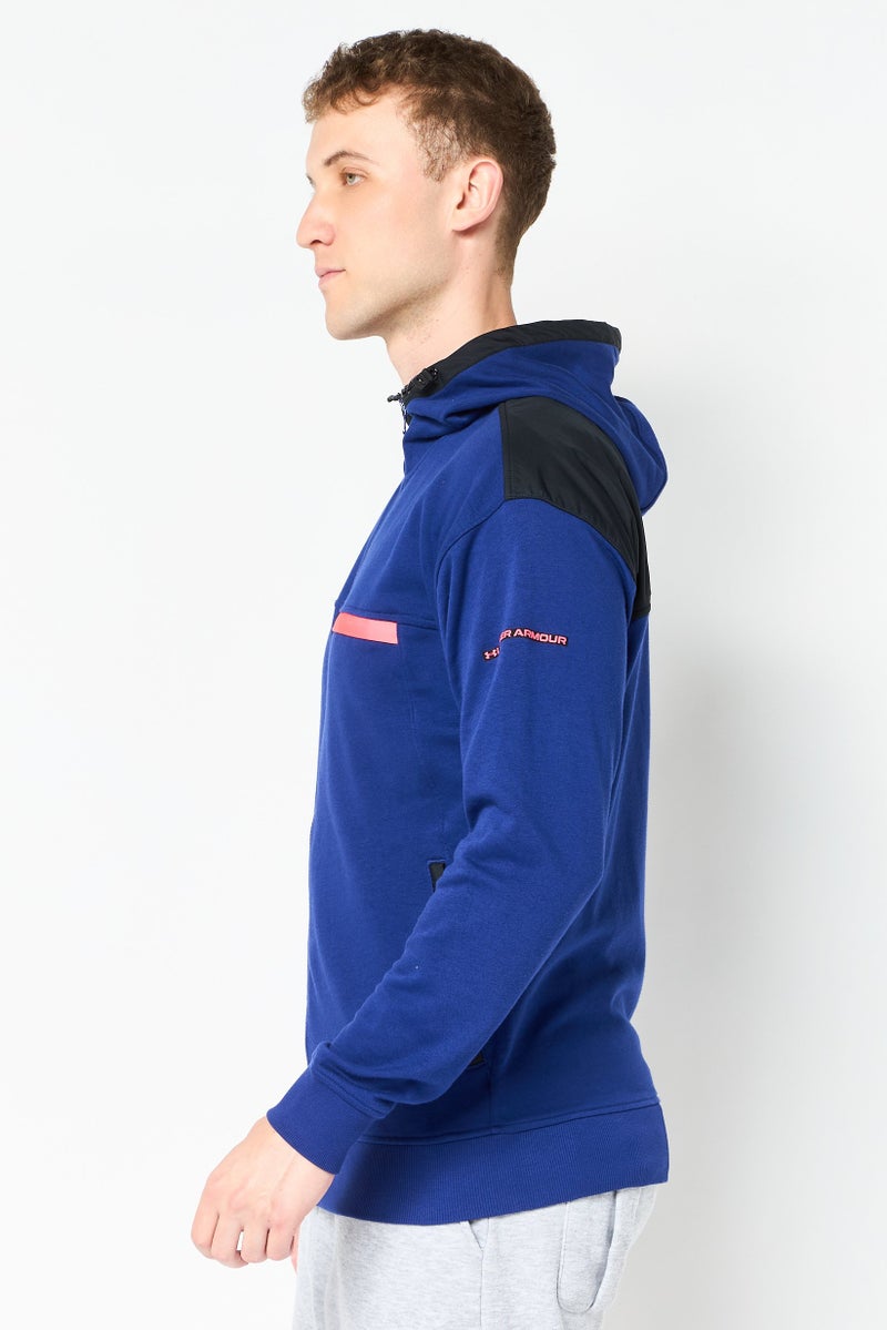 UNDER ARMOUR Men Loose Fit Long Sleeve Training Hoodie, Blue - Image 3