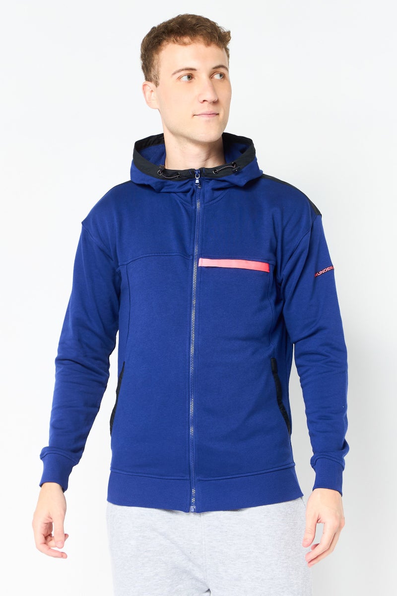 UNDER ARMOUR Men Loose Fit Long Sleeve Training Hoodie, Blue - Image 1