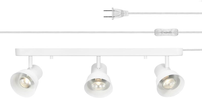 Globe Electric 64000116 22" 3-Light Plug-in Track Lighting, Matte White, Pivoting Heads, 15-Foot Cord, in-Line on/Off Rocker Switch, Modern Ceiling Light Fixture for Apartment or Renters - Image 1