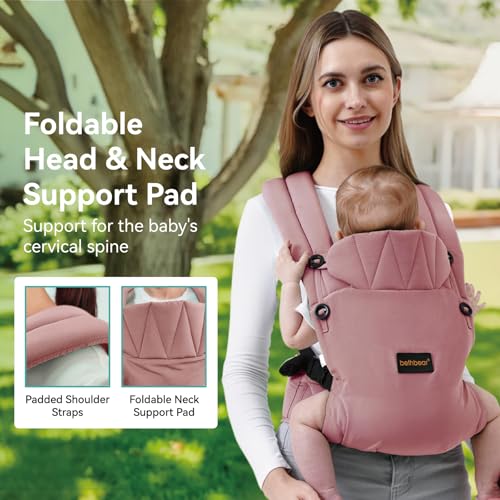 BethBear Baby Carrier Newborn to Toddler 7-45 lbs with Natural Material, Ergonomic Design,Versatile and Adjustable,Hands Free for Moms&Dads,Pink - Image 2