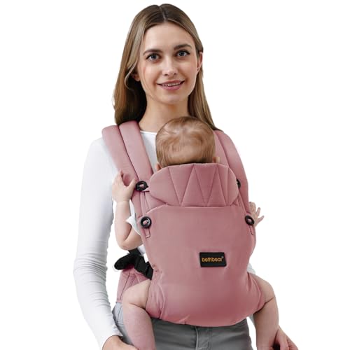 BethBear Baby Carrier Newborn to Toddler 7-45 lbs with Natural Material, Ergonomic Design,Versatile and Adjustable,Hands Free for Moms&Dads,Pink - Image 1