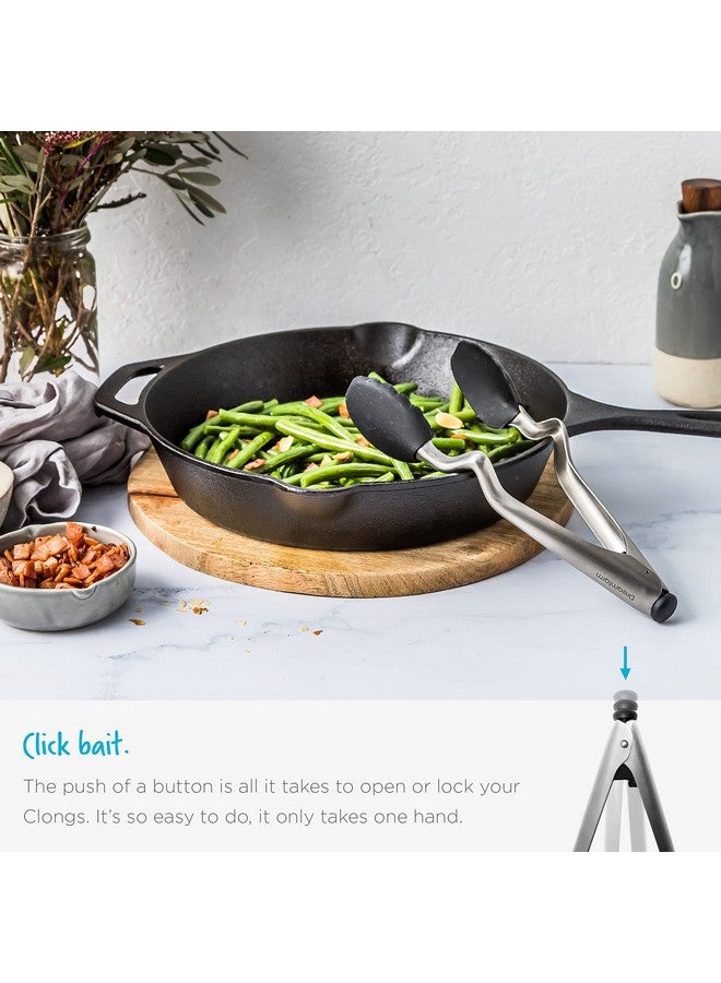 Dreamfarm Clongs Non Scratch Stainless Steel Tongs With Silicone Heads Black 12 Inches - Image 5