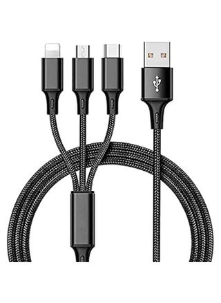 Multi Charging Cable 3 in 1 USB to C, Micro, ligthing Connector Compatible with USB Cable for Apple iPhone, Android and Type C Micro USB, Type C Smartphones 3A-1200mm Black (3 in 1) - pzsku/ZBD9B8740E94A34433523Z/45/_/1723593913/12536554-99e0-4baa-9997-f319b7de55b9