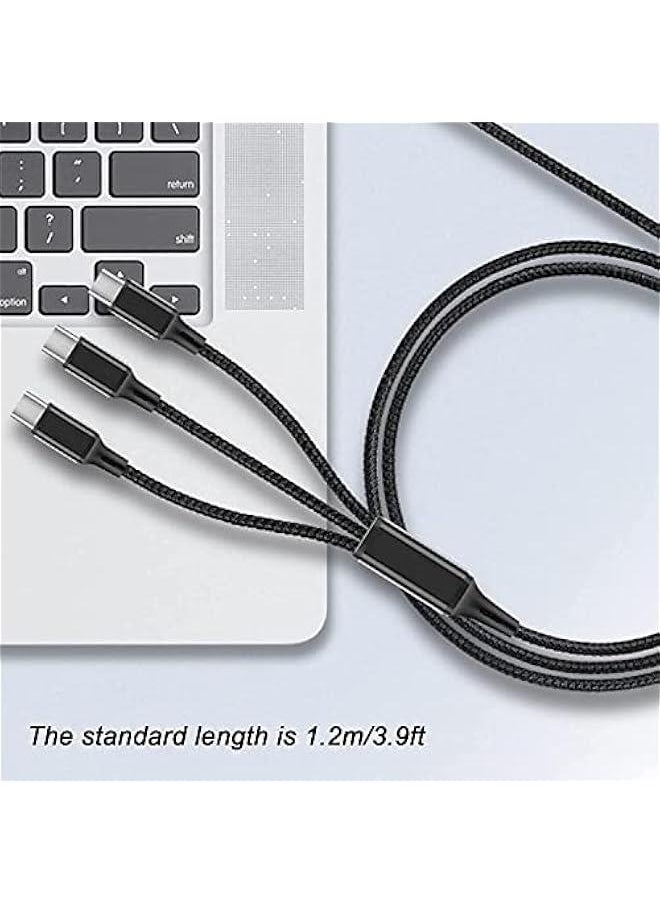 Generic - Multi Charging Cable 3 in 1 USB to C, Micro, ligthing Connector Compatible with USB Cable for Apple iPhone, Android and Type C Micro USB, Type C Smartphones 3A-1200mm Black (3 in 1) - Image 1