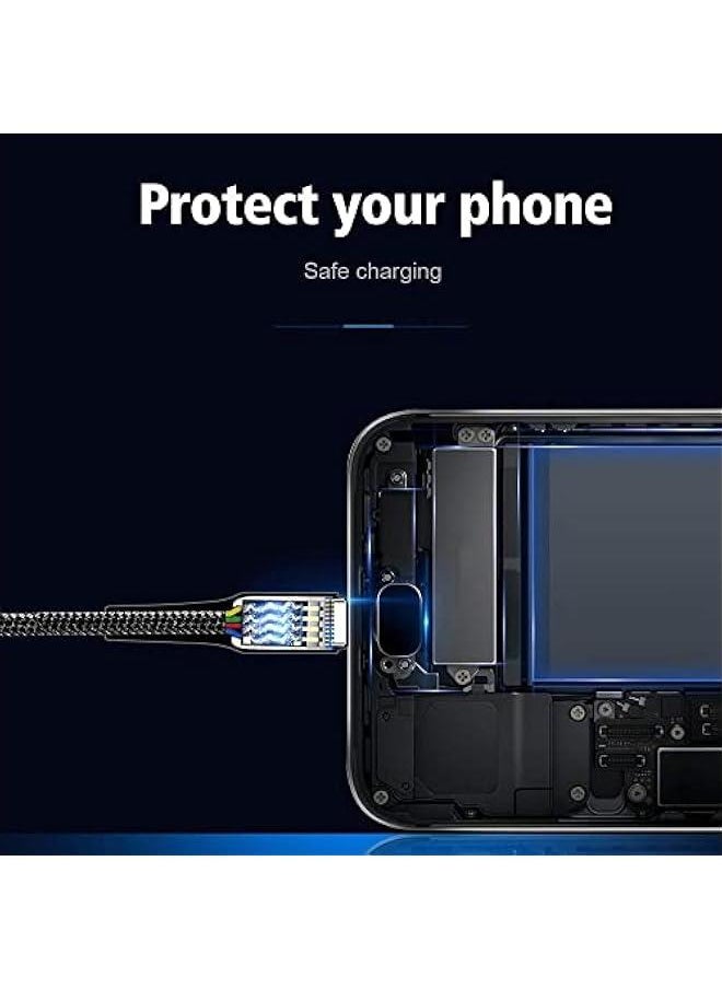 Generic - Multi Charging Cable 3 in 1 USB to C, Micro, ligthing Connector Compatible with USB Cable for Apple iPhone, Android and Type C Micro USB, Type C Smartphones 3A-1200mm Black (3 in 1) - Image 1