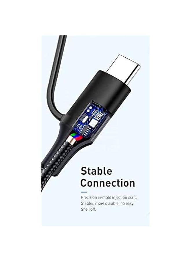 Generic - Multi Charging Cable 3 in 1 USB to C, Micro, ligthing Connector Compatible with USB Cable for Apple iPhone, Android and Type C Micro USB, Type C Smartphones 3A-1200mm Black (3 in 1) - Image 1