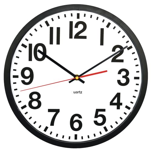 Tempus Contemporary Wall Clock Battery Operated Silent Black and White 13in