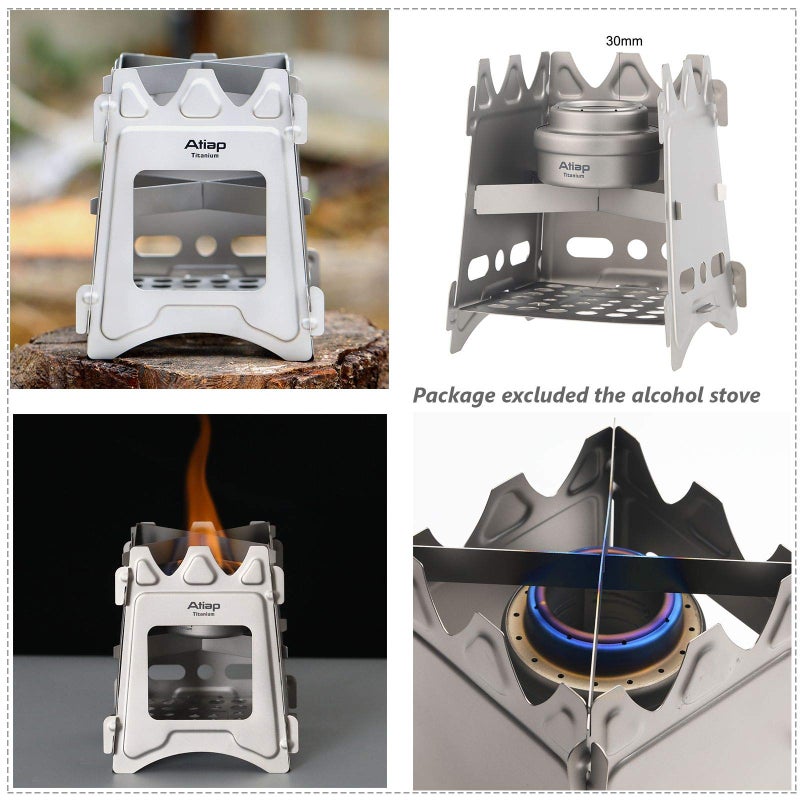 ATiAP Ultralight Titanium Wood Burning Stove Outdoor Camping Multi-Fuels Alcohol Stove BBQ Stove WS009ST-Ti (Multifunctional Wood Burning Stove) - Image 5