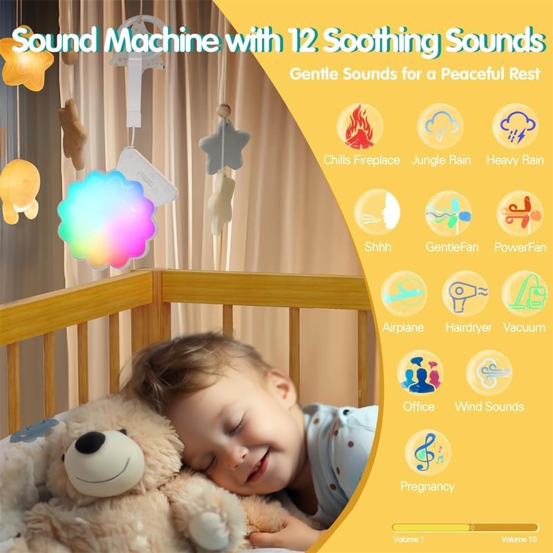 2 in 1 Night Light, White Noise Sound Machine Baby for Sleeping with Night Light, with 15 Night Lights & 12 Soothing Sounds - Image 5