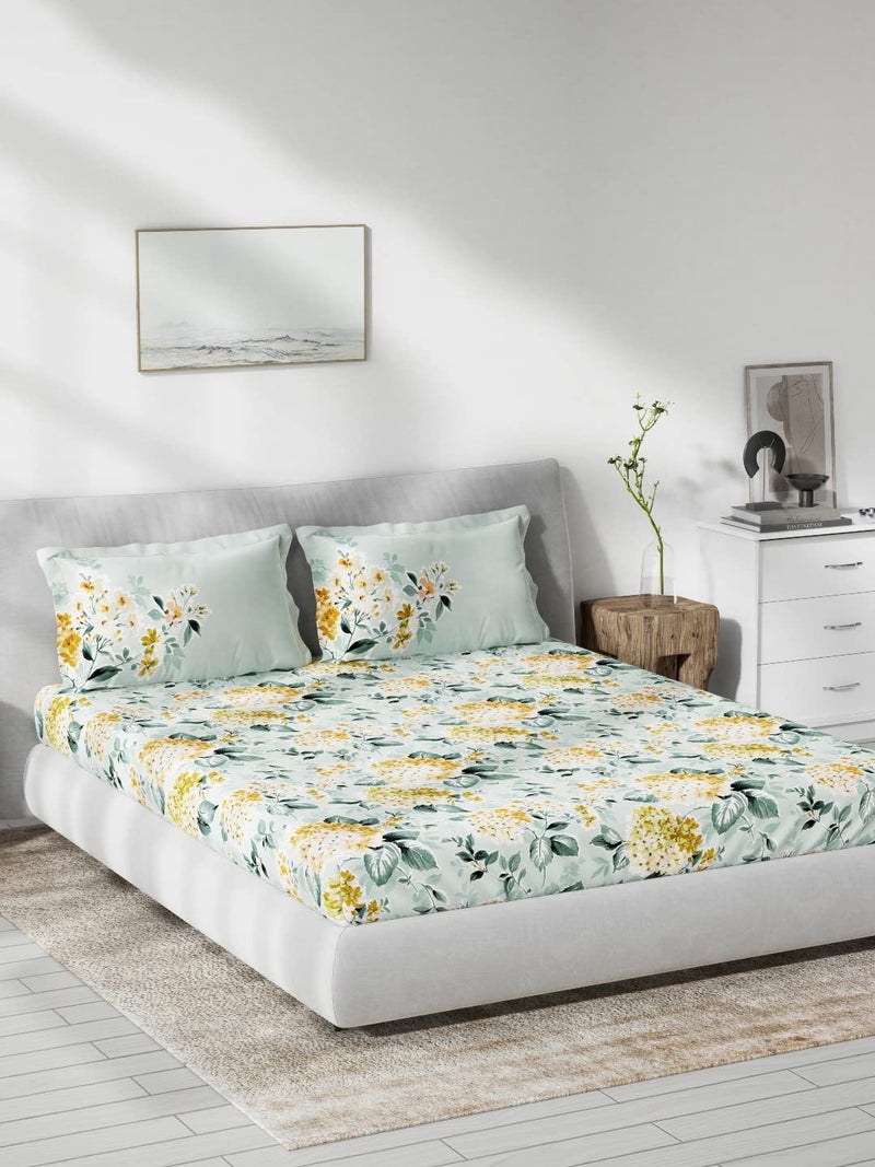DDECOR Live beautiful DDECOR Pack of 1 Floral Double Bedsheet with 2 Pillow Covers Multi 