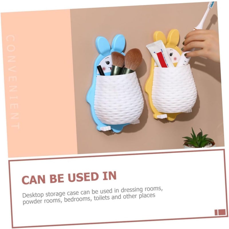 Vroxy Multifunctional Wall Hanging for Makeup Tools Organizer for Rabbit Shape Toothbrush, Toothpaste Storage with Bottom Fast Drain Holes Toiletries Cosmetics Shelf Storage Rack - Image 3