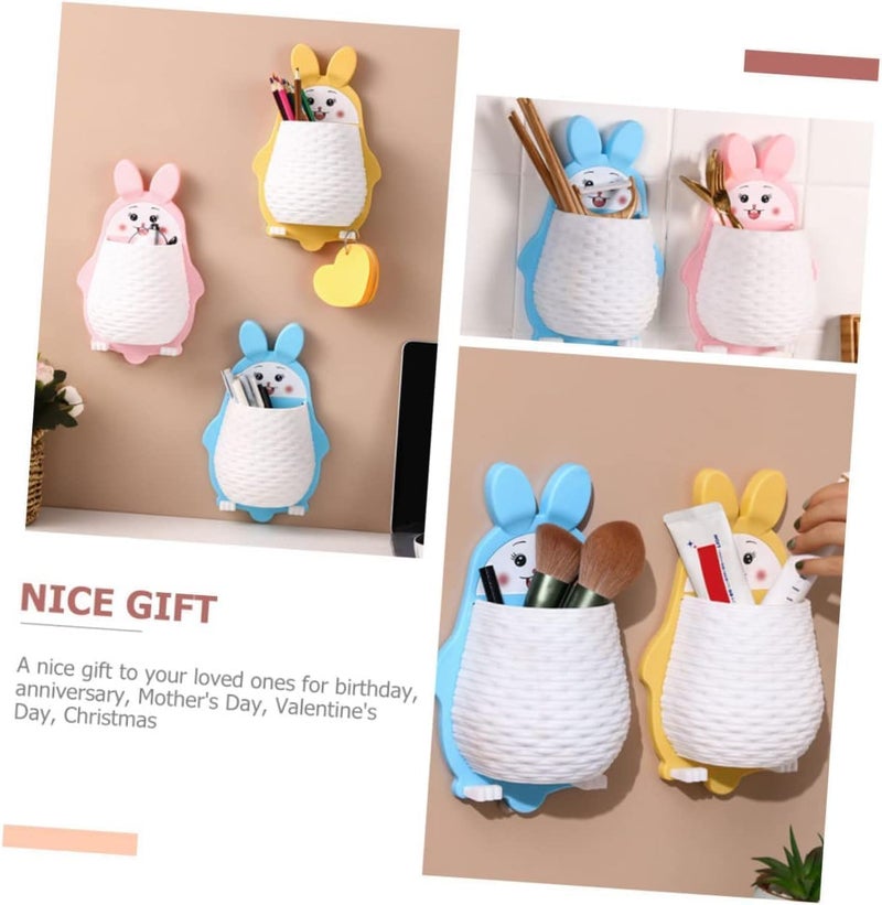 Vroxy Multifunctional Wall Hanging for Makeup Tools Organizer for Rabbit Shape Toothbrush, Toothpaste Storage with Bottom Fast Drain Holes Toiletries Cosmetics Shelf Storage Rack - Image 5