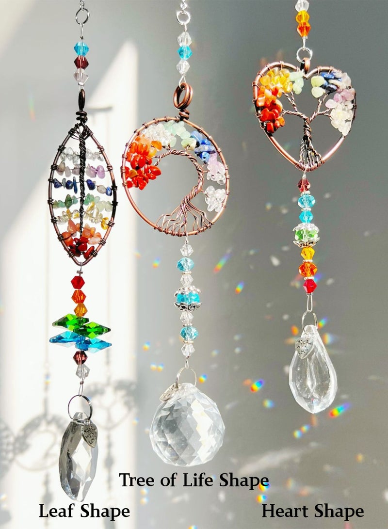 Natural Agate & Crystal Handmade Tree of Life Sun Catcher with Prism Pendant, Reflect Sunlight & Cast Rainbow Prisms, Perfect for Window, Home, Garden, and Car Decoration - Image 4
