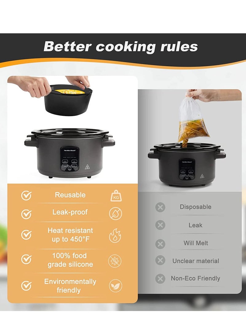 SOLARAE 2PCS Silicone Slow Cooker Liners, Perfect compatible with any 5.5L, 6.6L, 7.5L slow cooker, Food-Grade Material, Easy Cleanup, Reusable, Eco-Friendly( - Image 3
