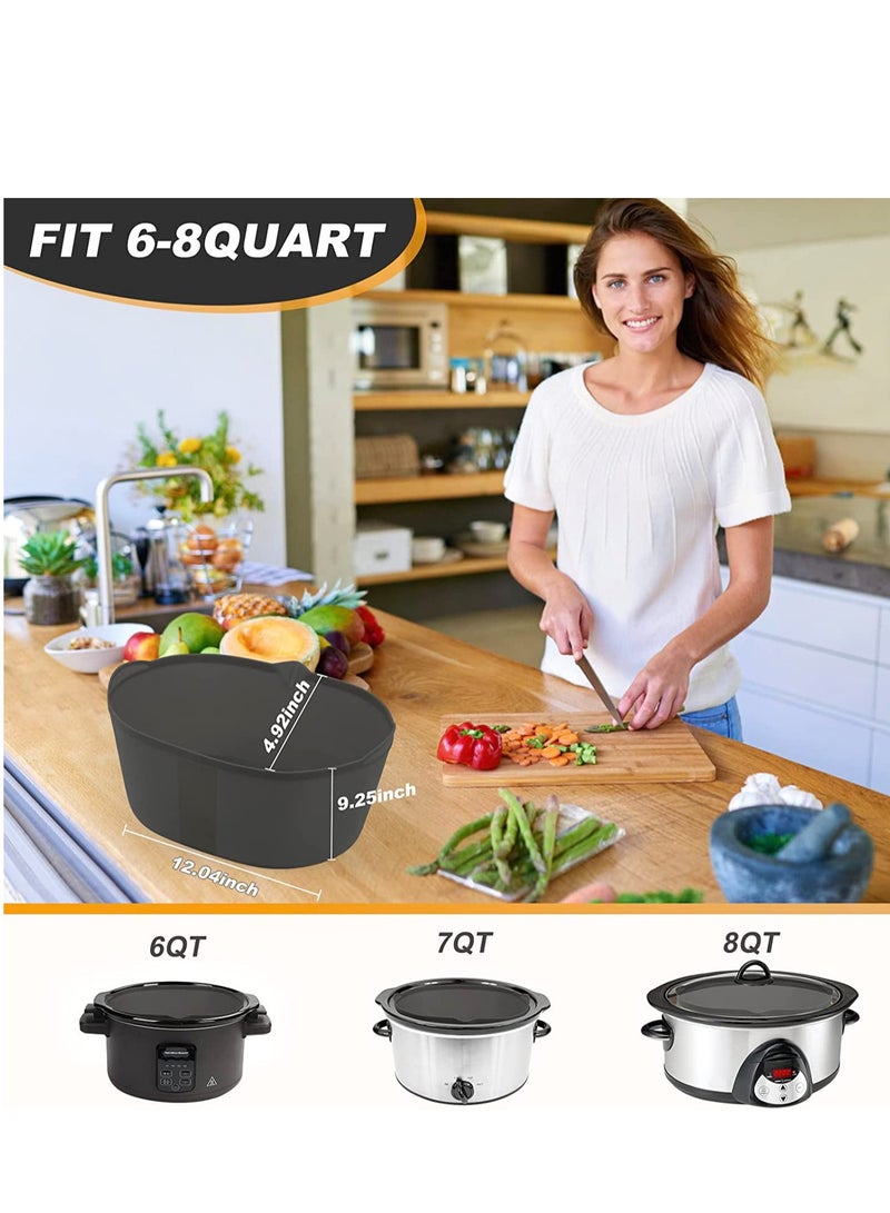 SOLARAE 2PCS Silicone Slow Cooker Liners, Perfect compatible with any 5.5L, 6.6L, 7.5L slow cooker, Food-Grade Material, Easy Cleanup, Reusable, Eco-Friendly( - Image 2