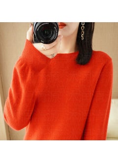 Generic Womens Autumn/Winter Knitted Sweater Pullover Thin Non-Wool Base Layer Round Neck Top New Style Fashionable Streetwear Red 