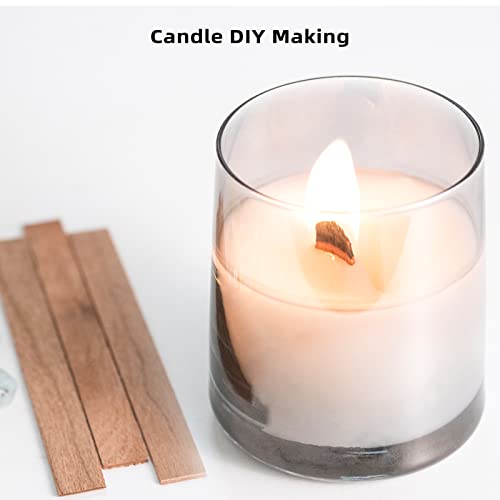 Ziosxin 50 Set Candle Wick, Thicken Smokeless Cherry Wood Wicks for Candles-Long Lasting Flame-Easily Burn, Candle Cores with Stand and Glue Dot, Candle Wicks for Candle Making - Image 2