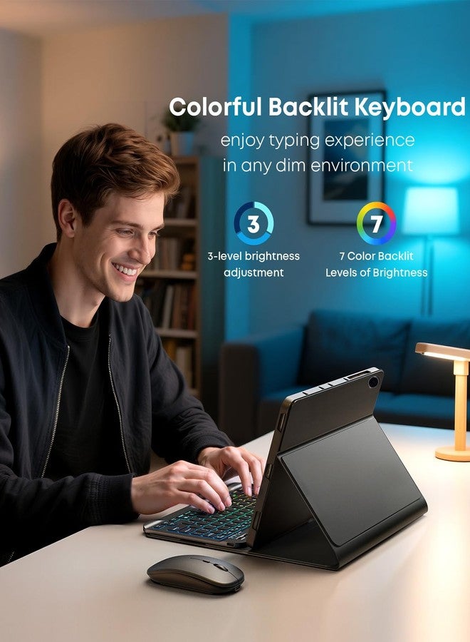 SAMTUNK Case Keyboard for Tab A9+ Plus Tablet 11" Samsung Galaxy Tab A9+ 2023 11-inch Dazzle Magic Keyboard Backlit Built-in Pencil Holder with Mouse Black (SM-X210/X215/X216/X218) - Image 4