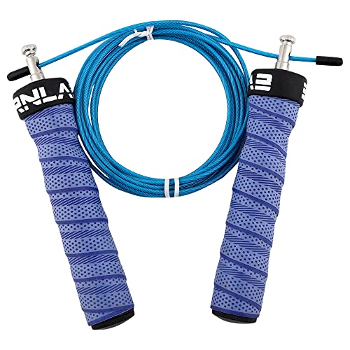 Burnlab Pro Power Skipping Rope - Anti Slip, Adjustable, Ball Bearing Design for Gym, Crossfit, Double Unders, Speed Jumping, Boxing, Cardio and Weight Loss - for Men and Women (Blue) - Image 4