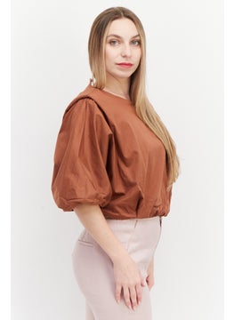 Women Round Neck Short Sleeve Solid Crop Top, Brown - pzsku/ZBD9BEF056662475DA396Z/45/_/1727883030/d20c0298-9ac0-4f7b-b2c8-370f430bc2ed