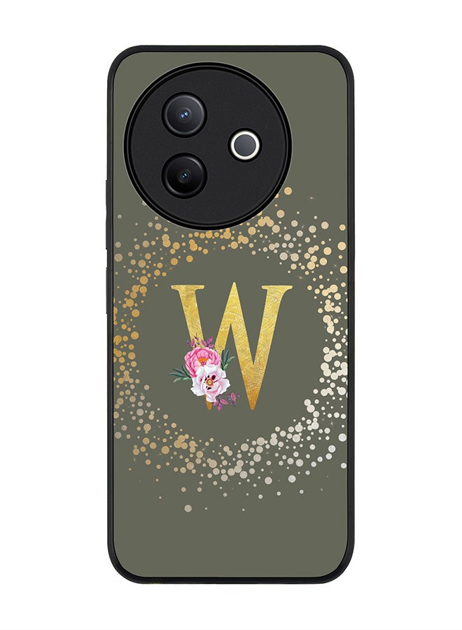Stylizedd For Vivo Y39 5G / vivo Y300i 5G Case,Slim fit Camera Protection, Shockproof Thin Phone cover  - Custom Monogram Floral - W  (Olive Green ) - Image 1