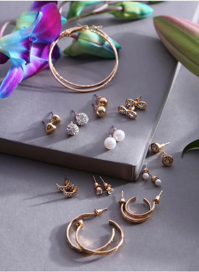 سوهي Set Of 12 Contemporary Stud Earrings