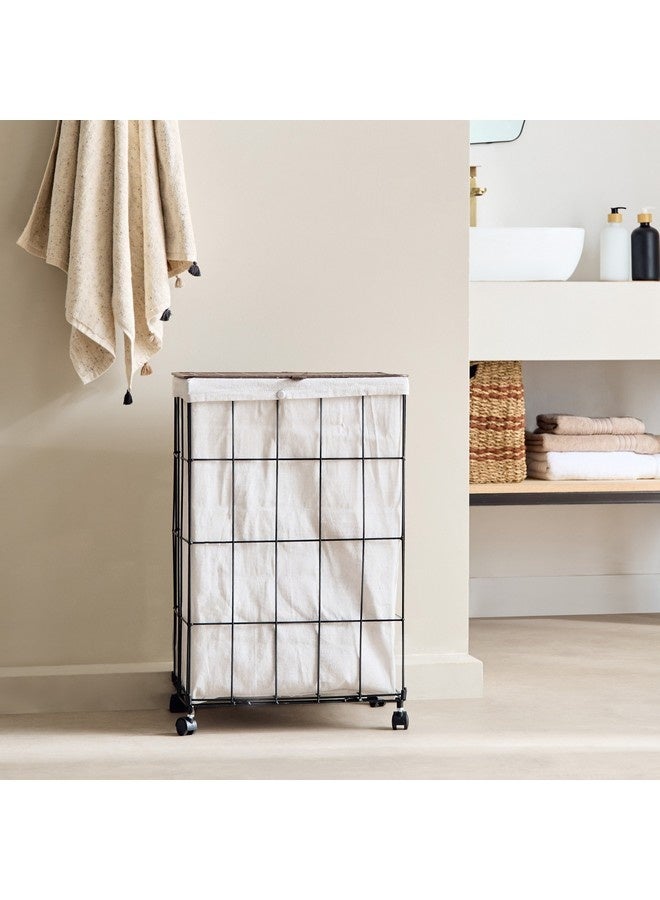 Home Box Knock Down Laundry Hamper with Castor Wheels 40 x 60 x 30 cm - Image 1