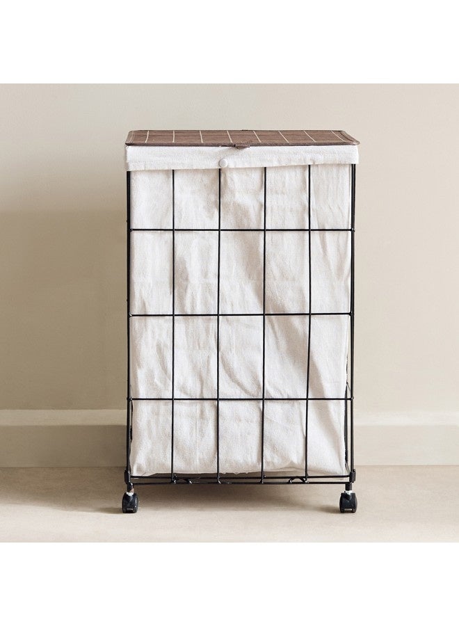 Home Box Knock Down Laundry Hamper with Castor Wheels 40 x 60 x 30 cm - Image 5