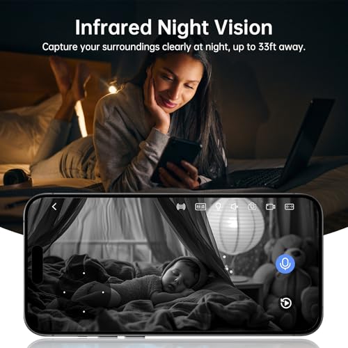 Chpuss Indoor Camera Robot, 2k 5g/2.4ghz WiFi Pet Robot Cam with Phone App EseeCloud, 360 PTZ Nanny Cam Dog Cam with Audio/Video, Spy Camera 2-Way Audio Motion Tracking 7/24 Night Vision - Image 4