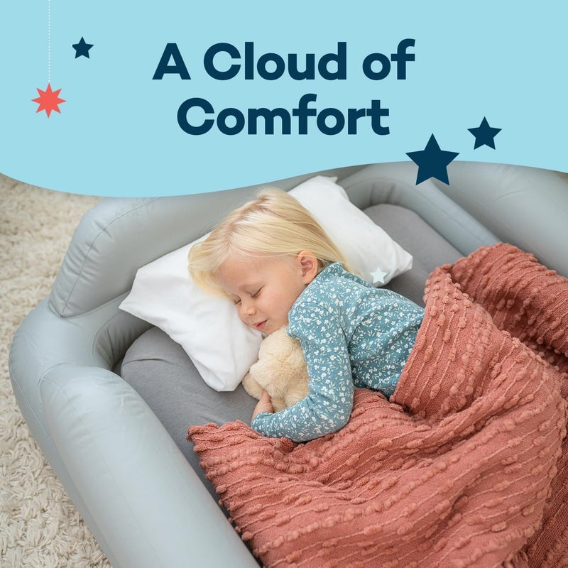 SlumberPod سرير السفر القابل للنفخ للأطفال من سلامبر بود سلامبر توت  مرتبة هوائية محمولة للأطفال مع حواجز أمان  بحجم مثالي للاستخدام في السفر أو المنزل  تشمل مضخة كهربائية - Image 2