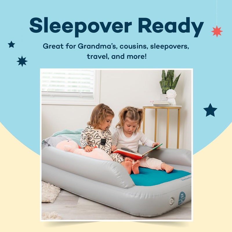 SlumberPod سرير السفر القابل للنفخ للأطفال من سلامبر بود سلامبر توت  مرتبة هوائية محمولة للأطفال مع حواجز أمان  بحجم مثالي للاستخدام في السفر أو المنزل  تشمل مضخة كهربائية - Image 5