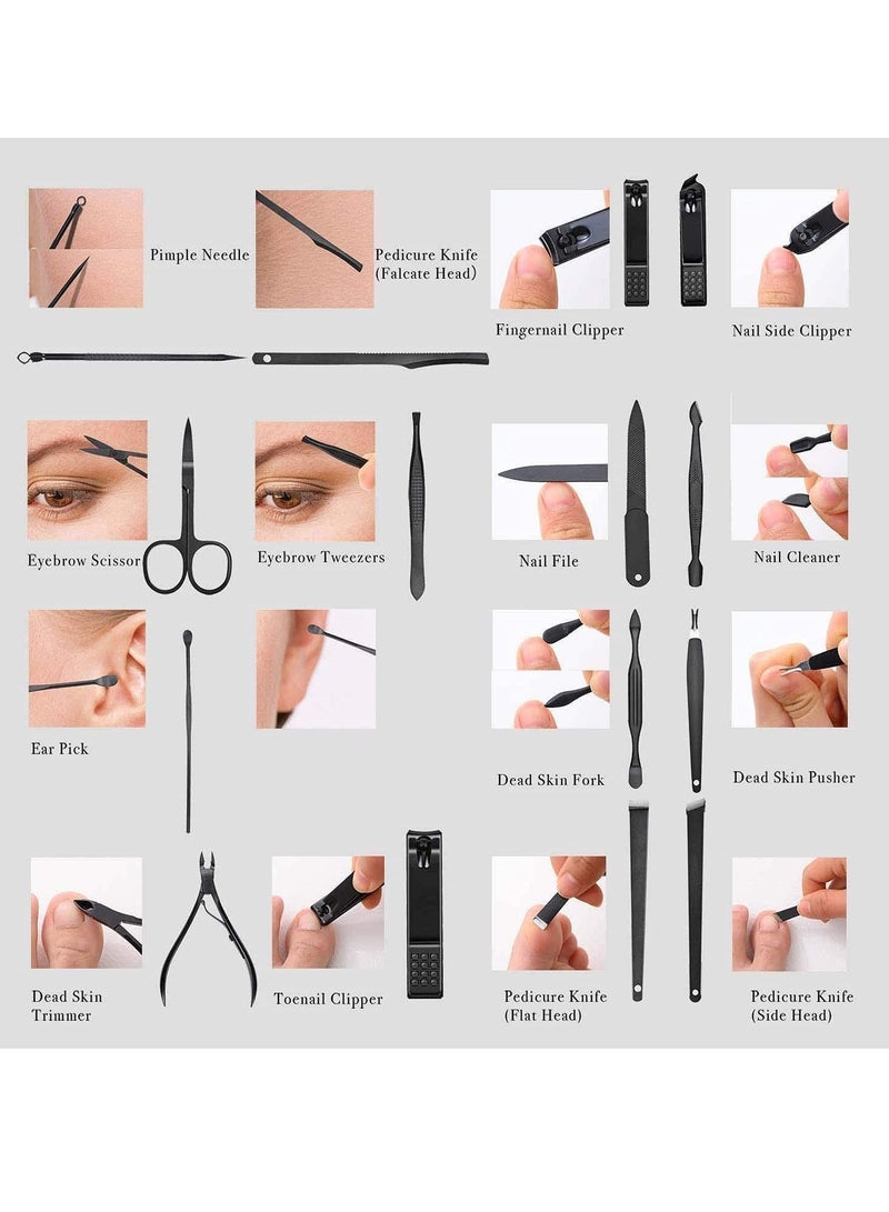 Professional Stainless Steel Pedicure Nail clipper Tool Kit with PU Leather folding 16 piece set - Image 3