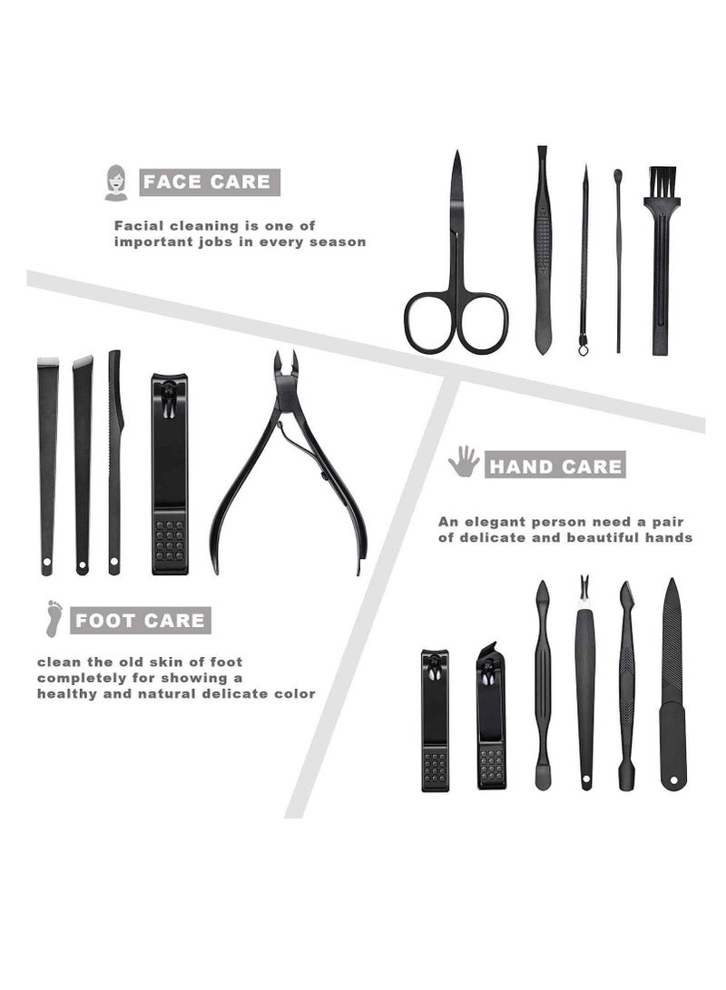 Professional Stainless Steel Pedicure Nail clipper Tool Kit with PU Leather folding 16 piece set - Image 4